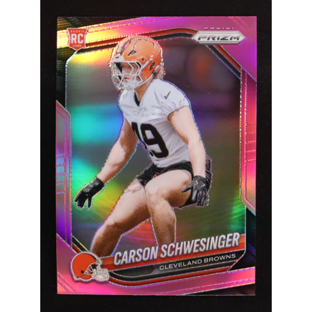 Carson Schwesinger 2025 Panini Prizm Prizms Pink #384 RC at PristineAuction.com