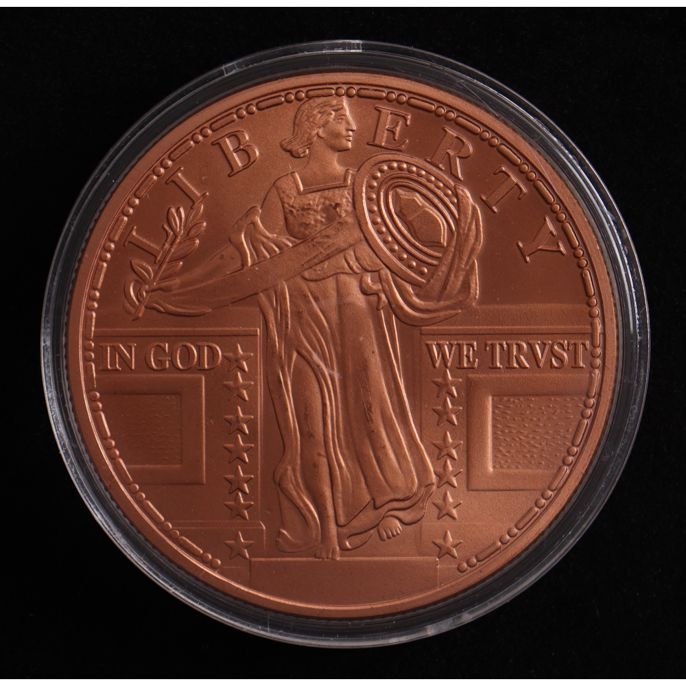 Standing Liberty Quarter - 1 Ounce .999 Fine Copper Bullion Round at PristineAuction.com
