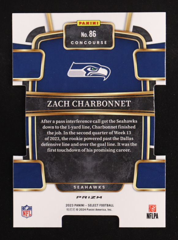 Zach Charbonnet 2023 Select Prizm Black and Green Die Cut #86 RC at PristineAuction.com Zach Charbonnet 2023 Select Prizm Black and Green Die Cut #86 RC at PristineAuction.com