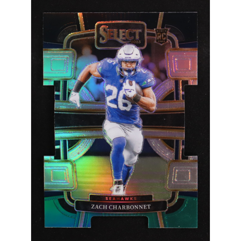 Zach Charbonnet 2023 Select Prizm Black and Green Die Cut #86 RC at PristineAuction.com