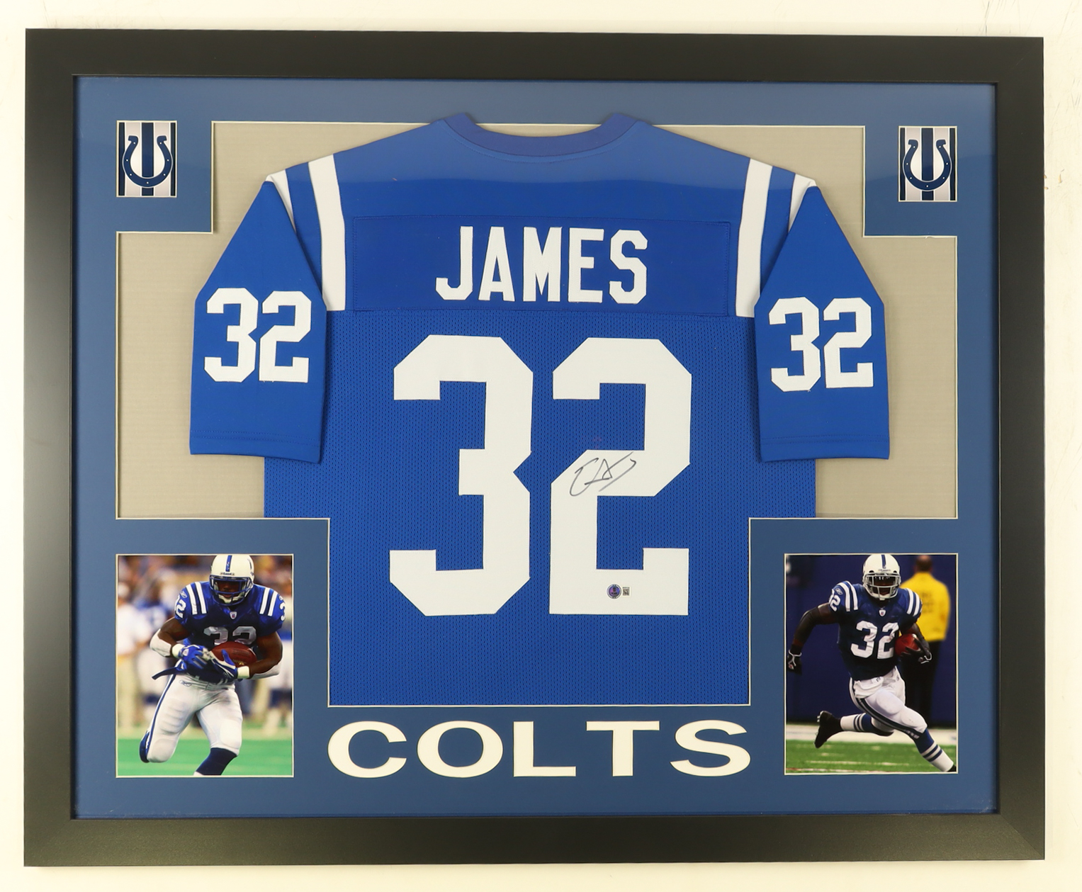 Edgerrin James Signed Custom Framed Jersey Display (Beckett) at PristineAuction.com Edgerrin James Signed Custom Framed Jersey Display (Beckett) at PristineAuction.com