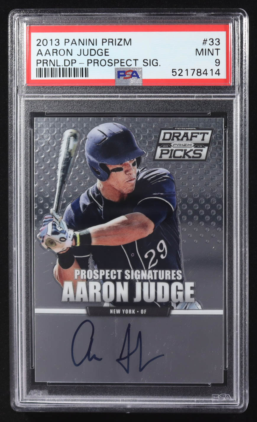 Aaron Judge 2013 Panini Prizm Perennial Draft Picks Prospect Signatures #33 RC (PSA 9) at PristineAuction.com Aaron Judge 2013 Panini Prizm Perennial Draft Picks Prospect Signatures #33 RC (PSA 9) at PristineAuction.com