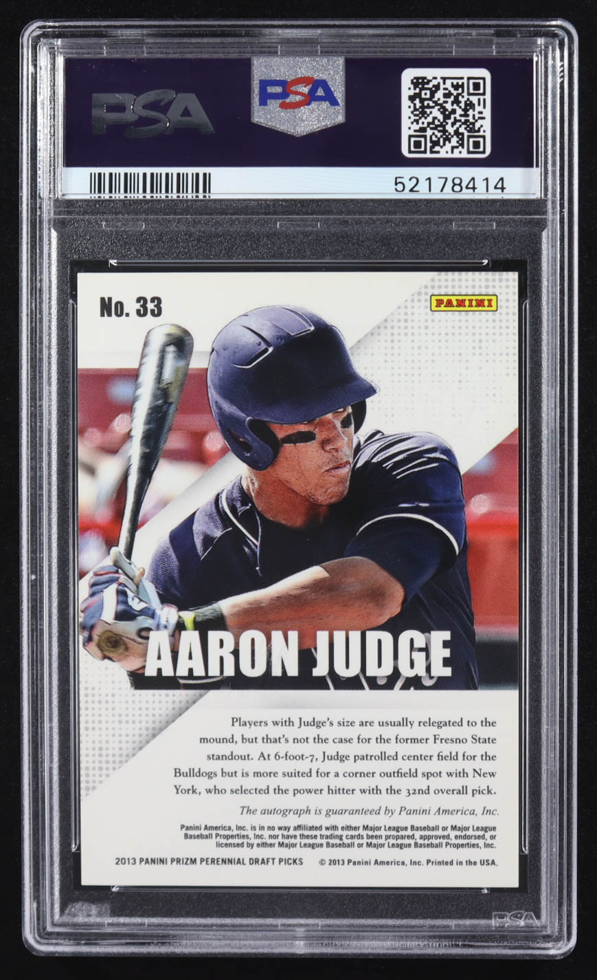 Aaron Judge 2013 Panini Prizm Perennial Draft Picks Prospect Signatures #33 RC (PSA 9) at PristineAuction.com Aaron Judge 2013 Panini Prizm Perennial Draft Picks Prospect Signatures #33 RC (PSA 9) at PristineAuction.com