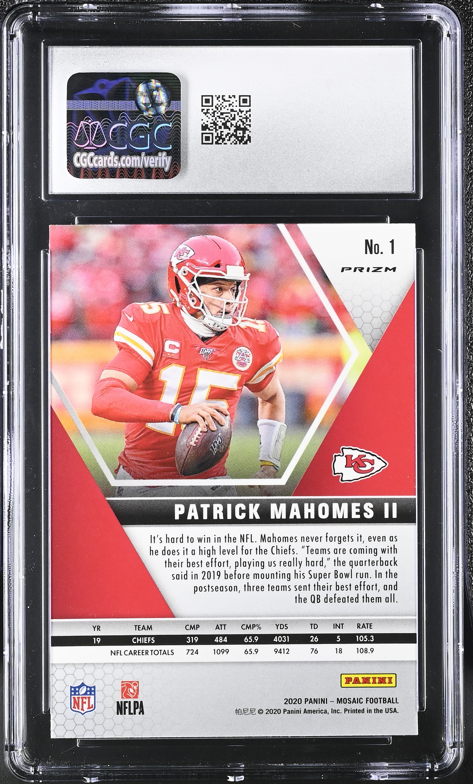 Patrick Mahomes II 2020 Panini Mosaic Silver #1 (CGC 8) at PristineAuction.com Patrick Mahomes II 2020 Panini Mosaic Silver #1 (CGC 8) at PristineAuction.com