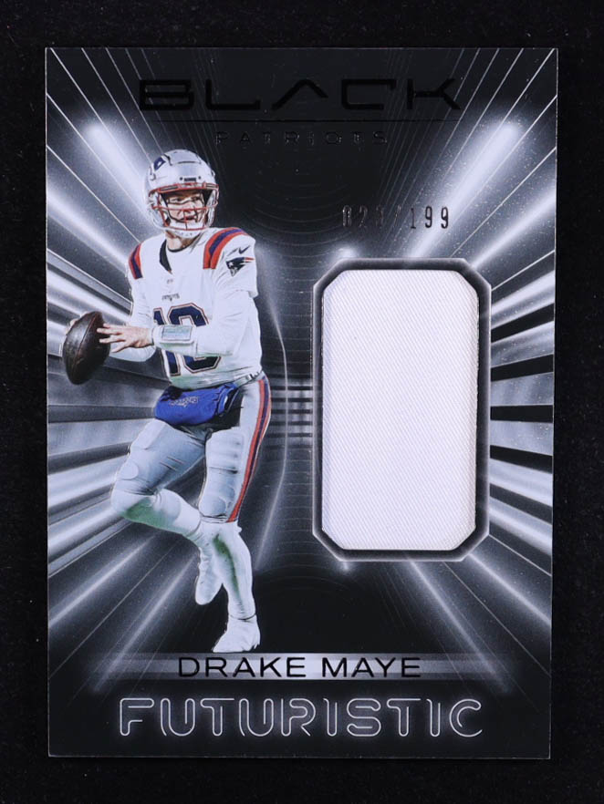 Drake Maye 2025 Panini Black Futuristic Jerseys #18 #023/199 at PristineAuction.com Drake Maye 2025 Panini Black Futuristic Jerseys #18 #023/199 at PristineAuction.com