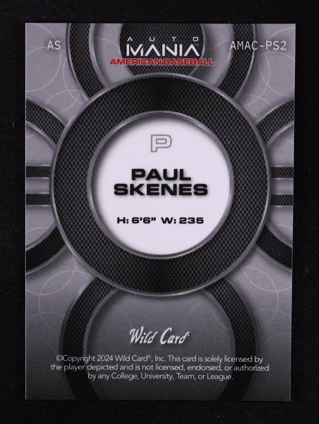 Paul Skenes 2024 Wild Card Auto Mania Circle Fireworks Laser #PS2 RC #1/1 at PristineAuction.com Paul Skenes 2024 Wild Card Auto Mania Circle Fireworks Laser #PS2 RC #1/1 at PristineAuction.com