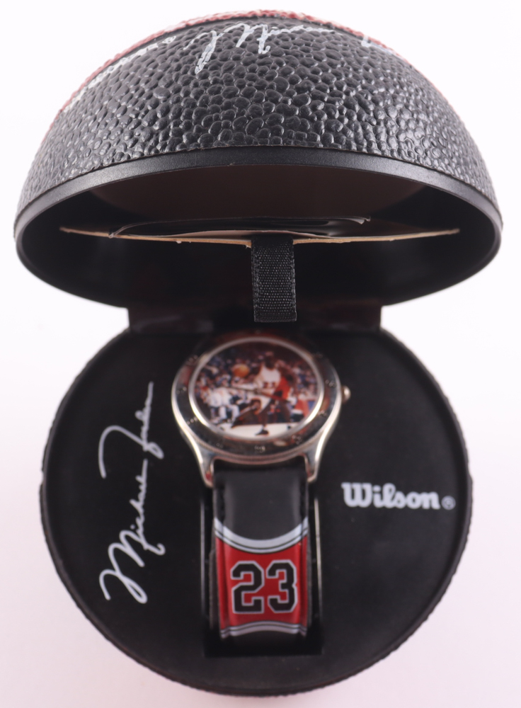 Wilson Michael Jordan 1990 Vintage Watch with Original #23 Basketball Case at PristineAuction.com Wilson Michael Jordan 1990 Vintage Watch with Original #23 Basketball Case at PristineAuction.com