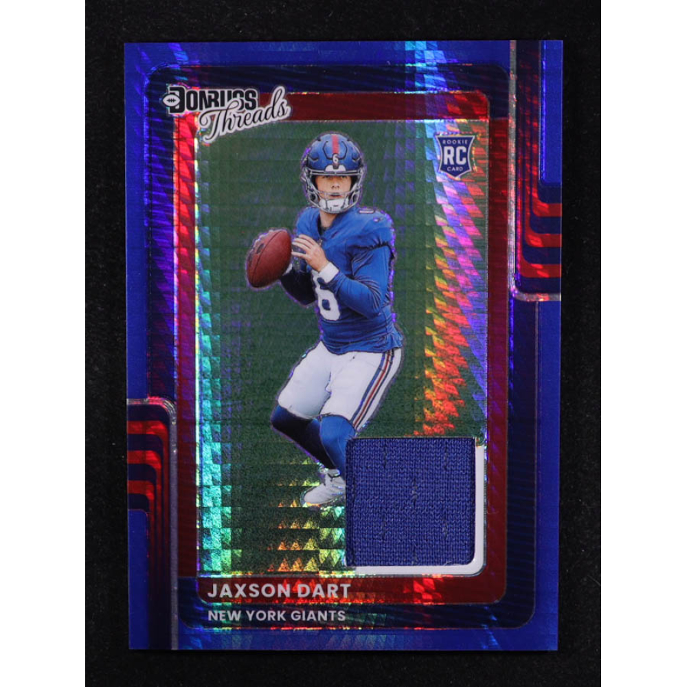 Jaxson Dart 2025 Donruss Optic Donruss Threads Blue Hyper #3 RC at PristineAuction.com