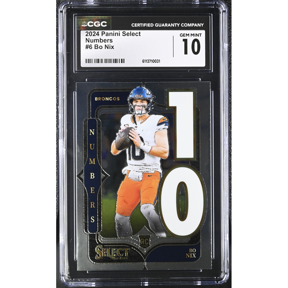 Bo Nix 2024 Panini Select Numbers #6 RC (CGC 10) at PristineAuction.com