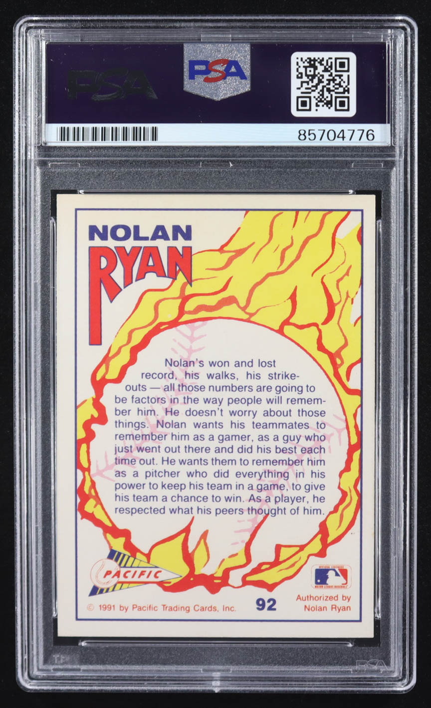 Nolan Ryan Signed 1991 Pacific Ryan Texas Express I #92 (PSA | Auto Grade 10) at PristineAuction.com Nolan Ryan Signed 1991 Pacific Ryan Texas Express I #92 (PSA | Auto Grade 10) at PristineAuction.com