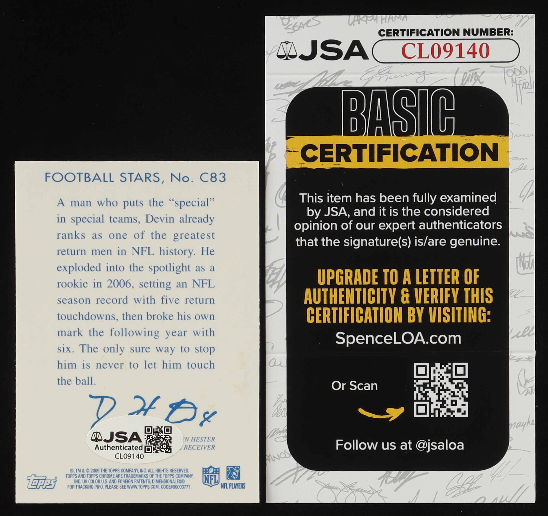 Devin Hester Signed 2009 Topps Chrome #C83 (JSA) at PristineAuction.com Devin Hester Signed 2009 Topps Chrome #C83 (JSA) at PristineAuction.com