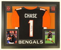 Ja'Marr Chase Signed Custom Framed Jersey (Beckett) at PristineAuction.com