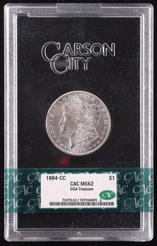 1884-CC Morgan Silver $1 Dollar GSA Hoard (CAC MS62) at PristineAuction.com 1884-CC Morgan Silver $1 Dollar GSA Hoard (CAC MS62) at PristineAuction.com