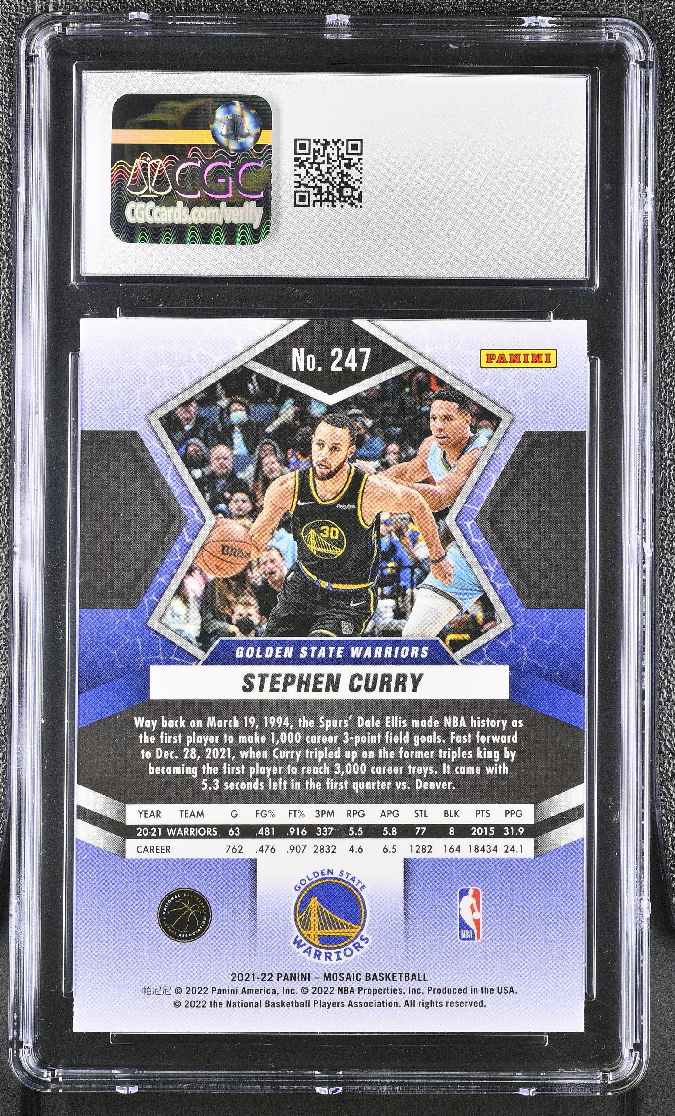 Stephen Curry 2021-22 Panini Mosaic #247 NP (CGC 8) at PristineAuction.com Stephen Curry 2021-22 Panini Mosaic #247 NP (CGC 8) at PristineAuction.com