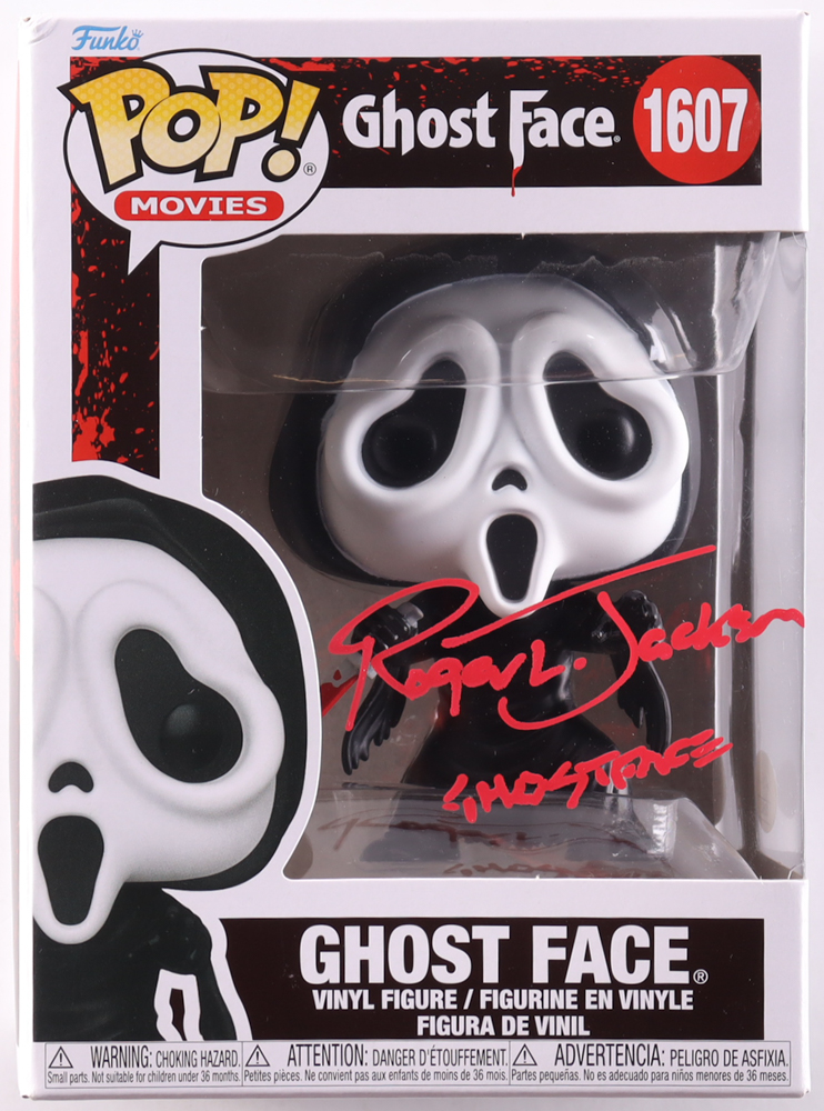 Roger L. Jackson Signed "Ghost Face" #1607 Ghost Face Funko Pop! Vinyl Figure Inscribed "Ghostface" (JSA) at PristineAuction.com Roger L. Jackson Signed "Ghost Face" #1607 Ghost Face Funko Pop! Vinyl Figure Inscribed "Ghostface" (JSA) at PristineAuction.com