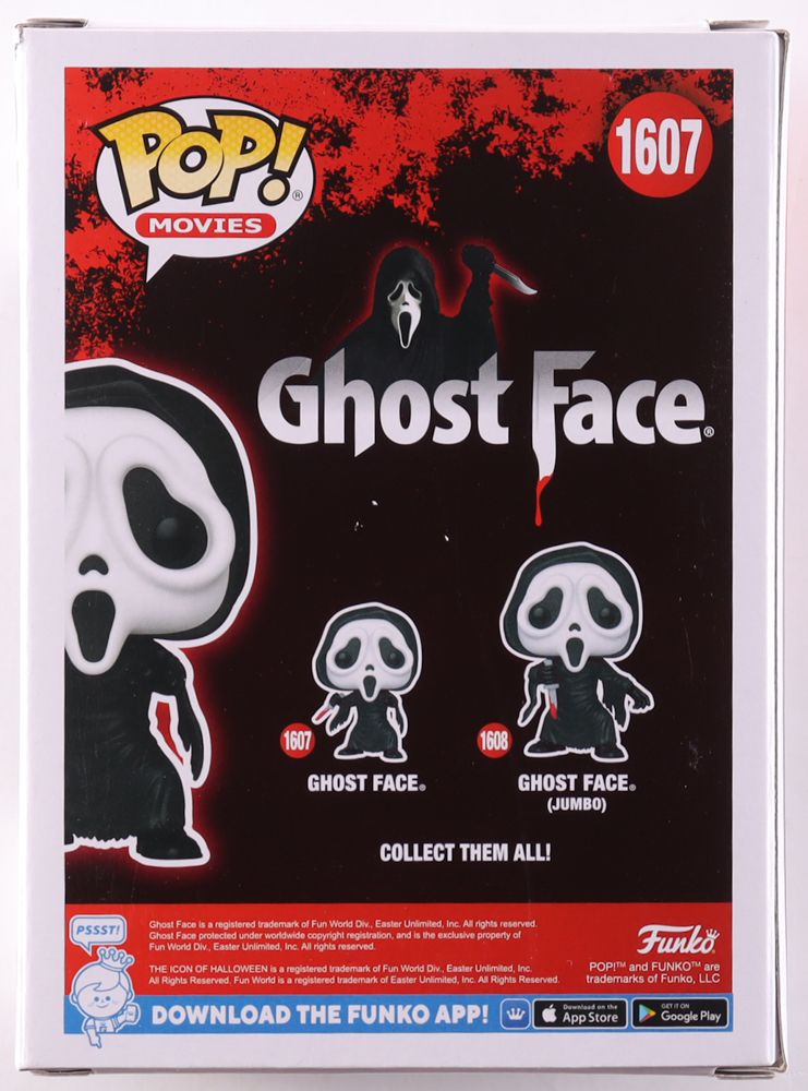 Roger L. Jackson Signed "Ghost Face" #1607 Ghost Face Funko Pop! Vinyl Figure Inscribed "Ghostface" (JSA) at PristineAuction.com Roger L. Jackson Signed "Ghost Face" #1607 Ghost Face Funko Pop! Vinyl Figure Inscribed "Ghostface" (JSA) at PristineAuction.com