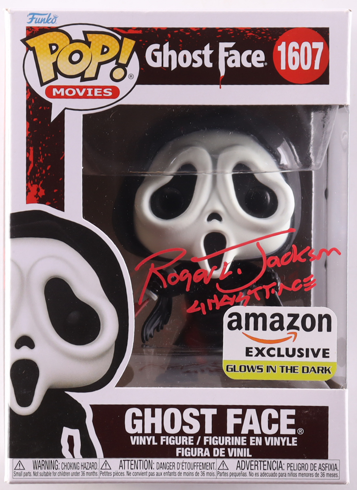 Roger L. Jackson Signed "Ghost Face" #1607 Ghost Face Funko Pop! Vinyl Figure Inscribed "Ghostface" (JSA) at PristineAuction.com Roger L. Jackson Signed "Ghost Face" #1607 Ghost Face Funko Pop! Vinyl Figure Inscribed "Ghostface" (JSA) at PristineAuction.com