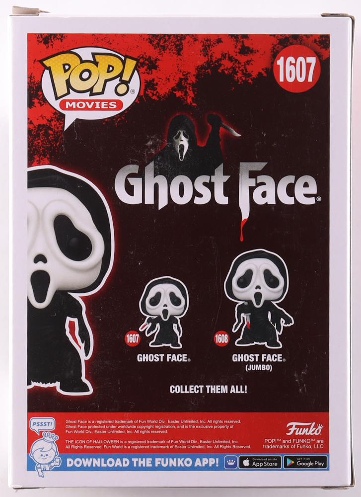 Roger L. Jackson Signed "Ghost Face" #1607 Ghost Face Funko Pop! Vinyl Figure Inscribed "Ghostface" (JSA) at PristineAuction.com Roger L. Jackson Signed "Ghost Face" #1607 Ghost Face Funko Pop! Vinyl Figure Inscribed "Ghostface" (JSA) at PristineAuction.com