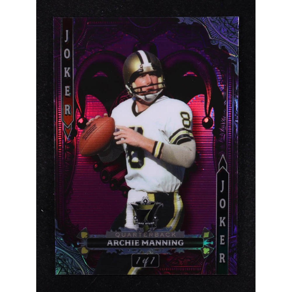 Archie Manning 2024 Wild Card 7 Card Studs Joker Cross Hatch Purple #C7CJ-AM #1/1 at PristineAuction.com
