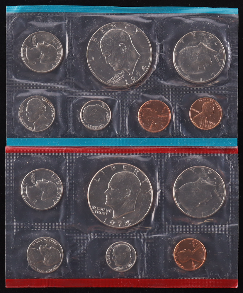 1974 Uncirculated United States Mint Souvenir (12) Coin Set at PristineAuction.com 1974 Uncirculated United States Mint Souvenir (12) Coin Set at PristineAuction.com
