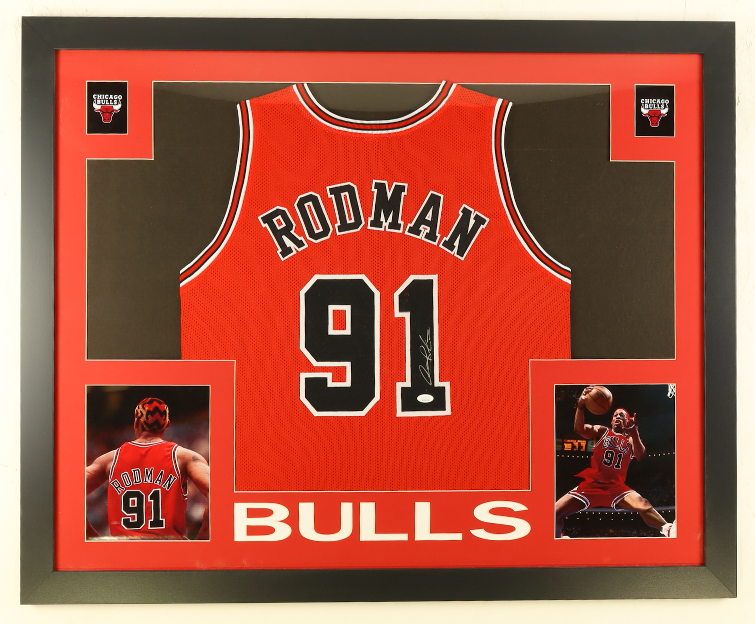 Dennis Rodman Signed Custom Framed Jersey Display (Beckett) at PristineAuction.com Dennis Rodman Signed Custom Framed Jersey Display (Beckett) at PristineAuction.com