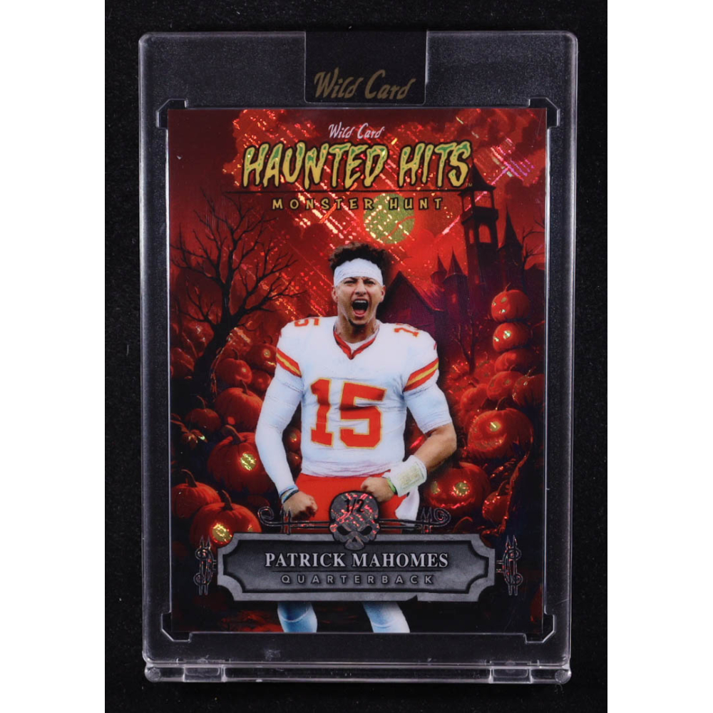 Patrick Mahomes II 2025 Wild Card Haunted Hits Monster Hunt Pumpkin Red Lazer #HHPPM #1/2 at PristineAuction.com