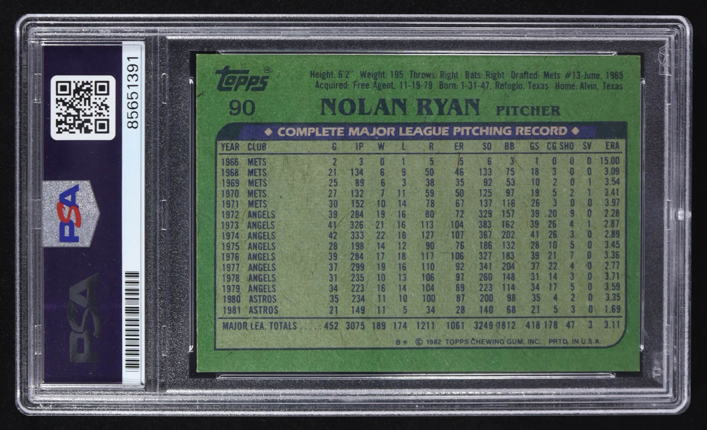 Nolan Ryan Signed 1982 Topps #90 Inscribed "The Ryan Express" (PSA | Auto Grade 10) at PristineAuction.com Nolan Ryan Signed 1982 Topps #90 Inscribed "The Ryan Express" (PSA | Auto Grade 10) at PristineAuction.com