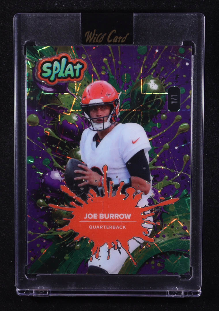 Joe Burrow 2025 Wild Card Splat Lazer Green and Purple #SBTRI12-JB #1/1 at PristineAuction.com Joe Burrow 2025 Wild Card Splat Lazer Green and Purple #SBTRI12-JB #1/1 at PristineAuction.com