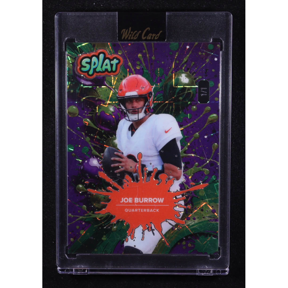 Joe Burrow 2025 Wild Card Splat Lazer Green and Purple #SBTRI12-JB #1/1 at PristineAuction.com
