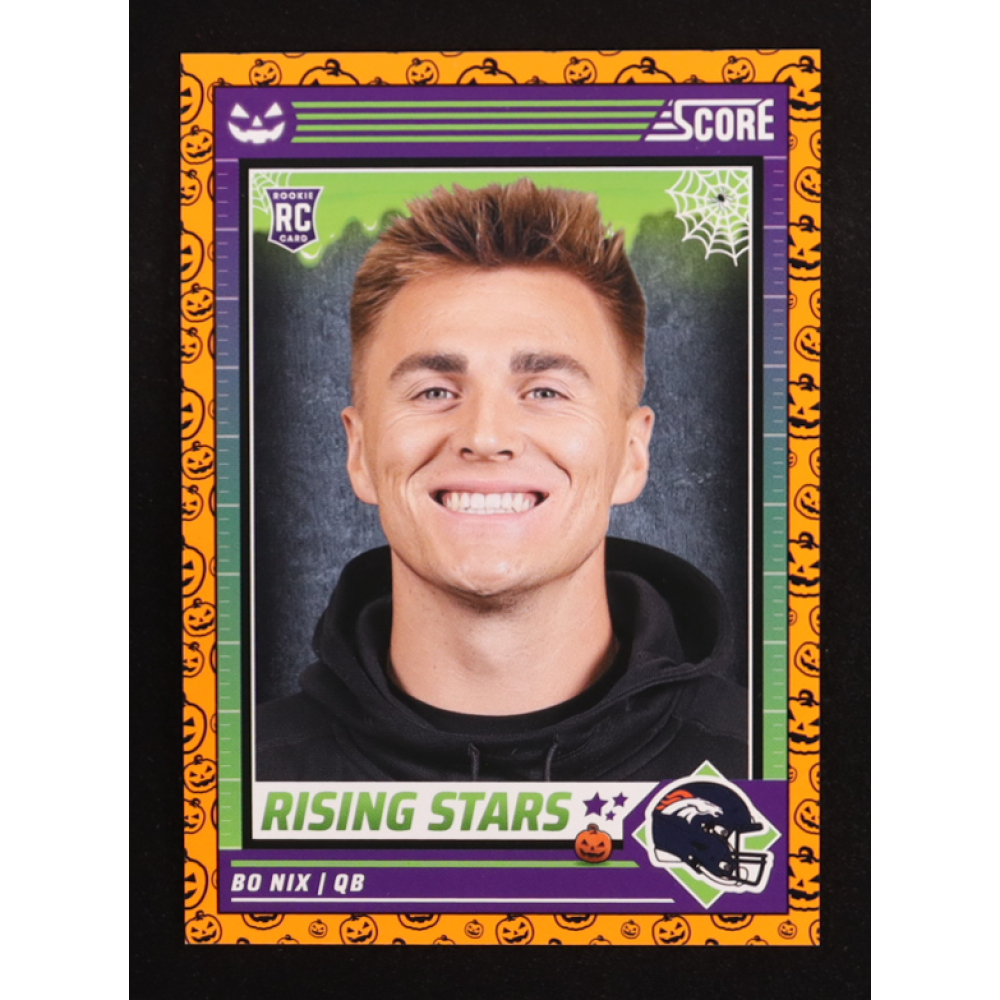 Bo Nix 2024 Score Halloween Rising Stars Pumpkin #4 RC at PristineAuction.com