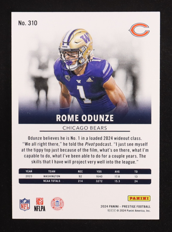 Rome Odunze 2024 Prestige Xtra Points Diamond #310 RC at PristineAuction.com Rome Odunze 2024 Prestige Xtra Points Diamond #310 RC at PristineAuction.com