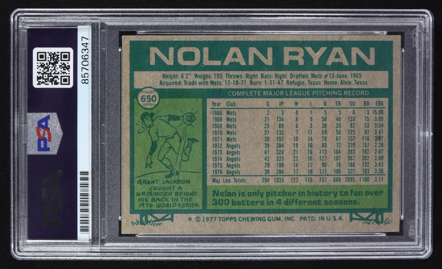 Nolan Ryan Signed 1977 Topps #650 (PSA | Auto Grade 10) at PristineAuction.com Nolan Ryan Signed 1977 Topps #650 (PSA | Auto Grade 10) at PristineAuction.com