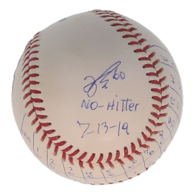 Felix Pena Signed OML Baseball Inscribed "No-Hitter 7-13-19" With Scoreboard Sketch (Beckett) at PristineAuction.com Felix Pena Signed OML Baseball Inscribed "No-Hitter 7-13-19" With Scoreboard Sketch (Beckett) at PristineAuction.com
