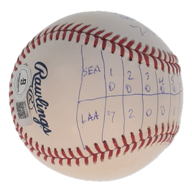 Felix Pena Signed OML Baseball Inscribed "No-Hitter 7-13-19" With Scoreboard Sketch (Beckett) at PristineAuction.com Felix Pena Signed OML Baseball Inscribed "No-Hitter 7-13-19" With Scoreboard Sketch (Beckett) at PristineAuction.com