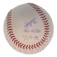 Felix Pena Signed OML Baseball Inscribed "No-Hitter 7-13-19" With Scoreboard Sketch (Beckett) at PristineAuction.com