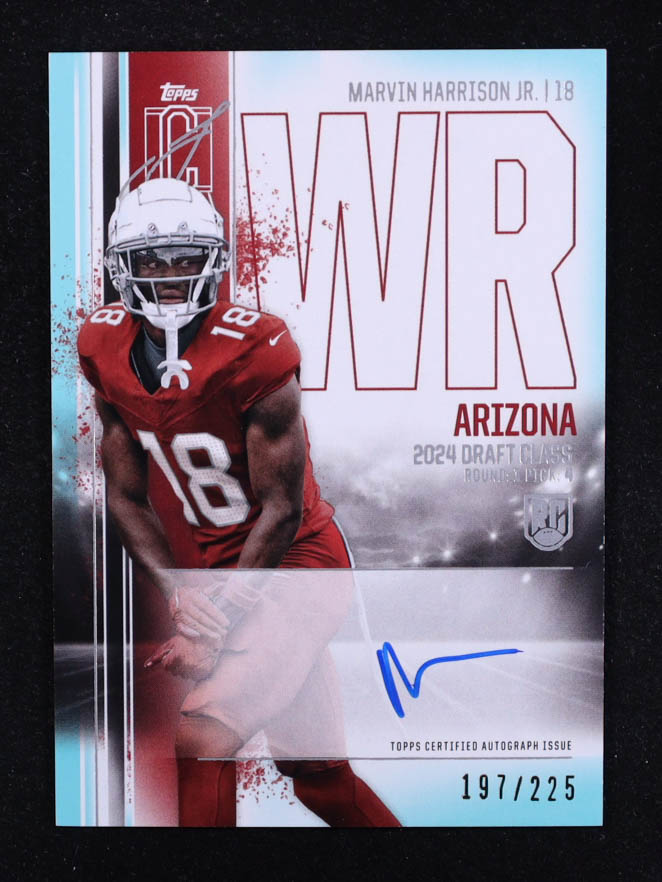 Marvin Harrison Jr. 2024 Topps Signature Class Rookie Autographs Teal #RCA-MHJ CLASS I #197/225 RC at PristineAuction.com Marvin Harrison Jr. 2024 Topps Signature Class Rookie Autographs Teal #RCA-MHJ CLASS I #197/225 RC at PristineAuction.com