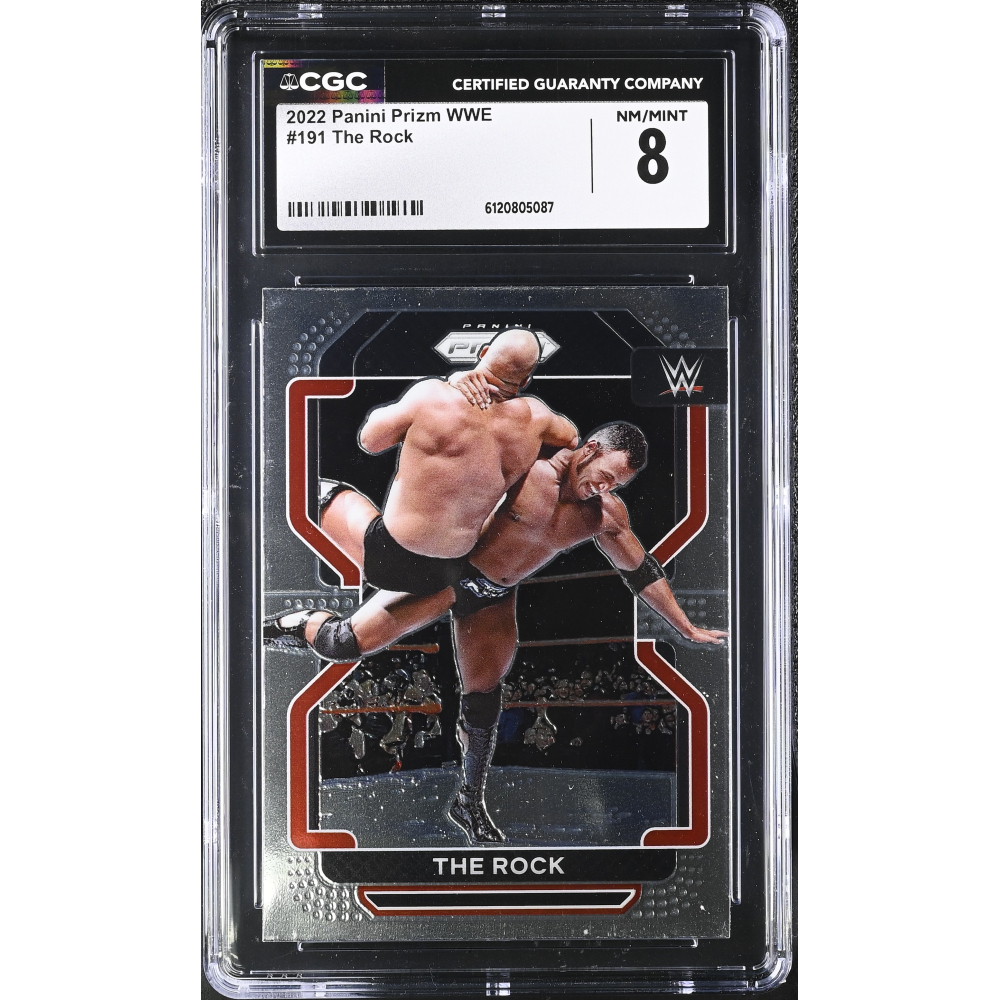 The Rock 2022 Panini Prizm WWE #191 (CGC 8) at PristineAuction.com