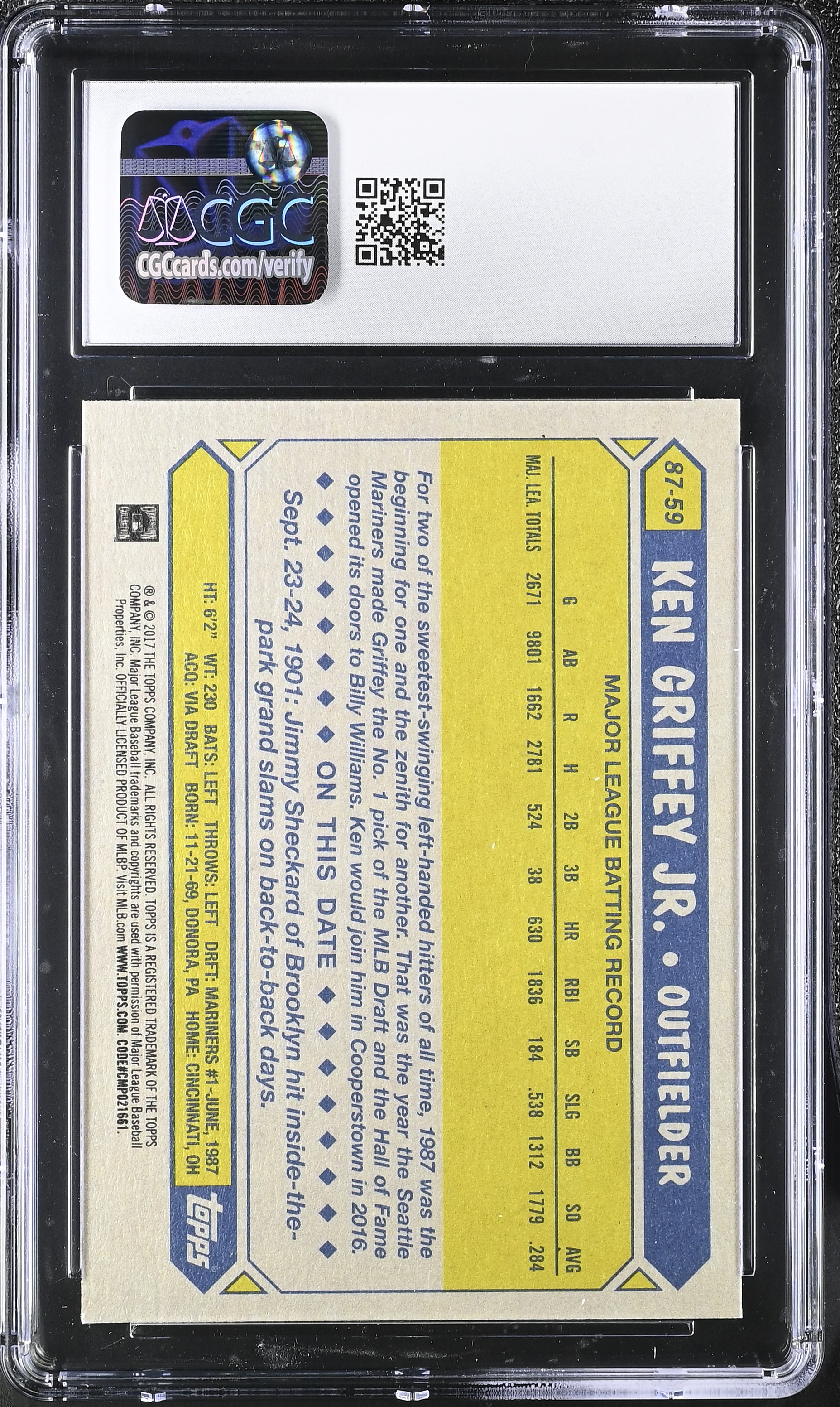 Ken Griffey Jr. 2017 Topps '87 Topps #8759 (CGC 8) at PristineAuction.com Ken Griffey Jr. 2017 Topps '87 Topps #8759 (CGC 8) at PristineAuction.com