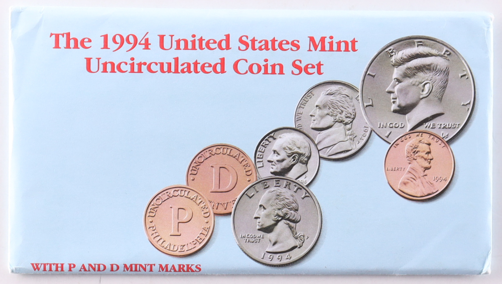 1994 Uncirculated United States Mint (12) Coin Set at PristineAuction.com 1994 Uncirculated United States Mint (12) Coin Set at PristineAuction.com