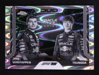 Max Verstappen / Yuki Tsunoda 2025 Topps Chrome Formula 1 Black and White Ray Wave Refractors #164 DUO at PristineAuction.com