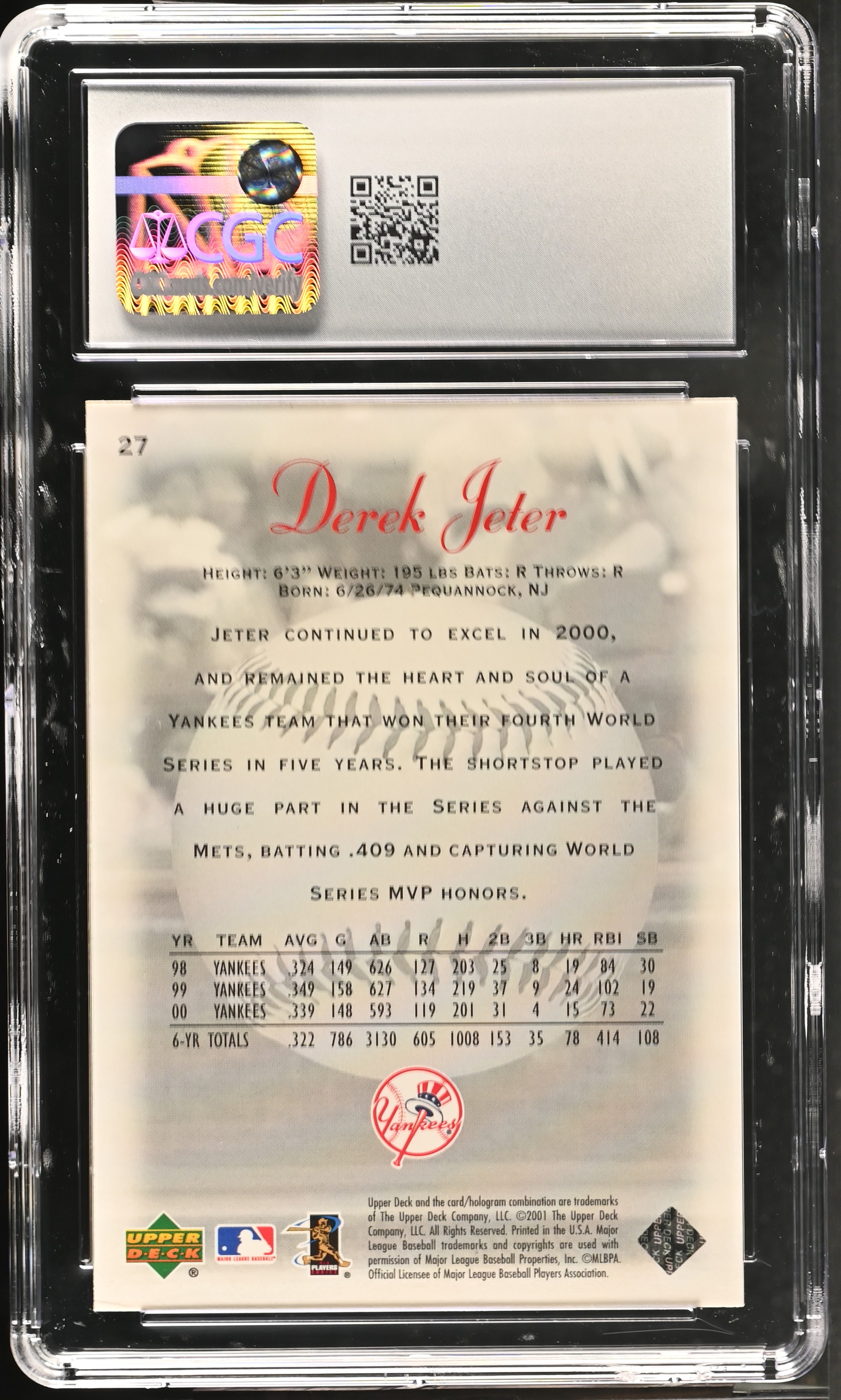 Derek Jeter 2001 Sweet Spot #27 (CGC 8) at PristineAuction.com Derek Jeter 2001 Sweet Spot #27 (CGC 8) at PristineAuction.com