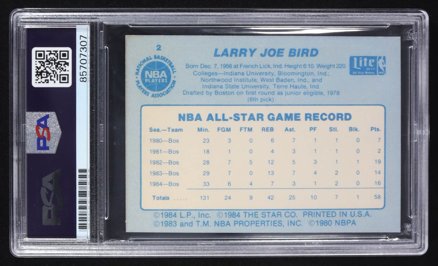 Larry Bird Signed 1985 Star Lite All-Stars #2 (PSA | Auto Grade 10) at PristineAuction.com Larry Bird Signed 1985 Star Lite All-Stars #2 (PSA | Auto Grade 10) at PristineAuction.com