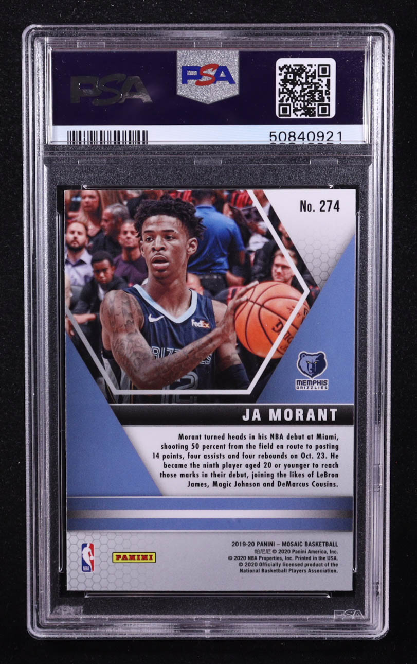 Ja Morant 2019-20 Panini Mosaic #274 RC (PSA 10) at PristineAuction.com Ja Morant 2019-20 Panini Mosaic #274 RC (PSA 10) at PristineAuction.com