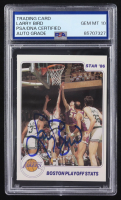 Larry Bird Signed 1985-86 Star Lakers Champs #15 Boston Playoff Stats (PSA | Auto Grade 10) at PristineAuction.com