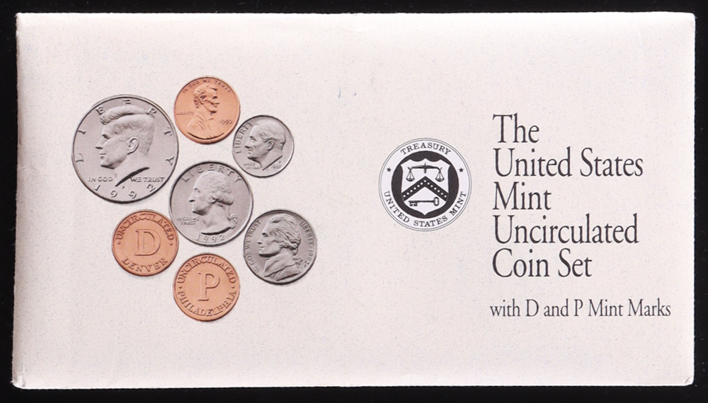1992 Uncirculated United States Mint (12) Coin Set at PristineAuction.com 1992 Uncirculated United States Mint (12) Coin Set at PristineAuction.com
