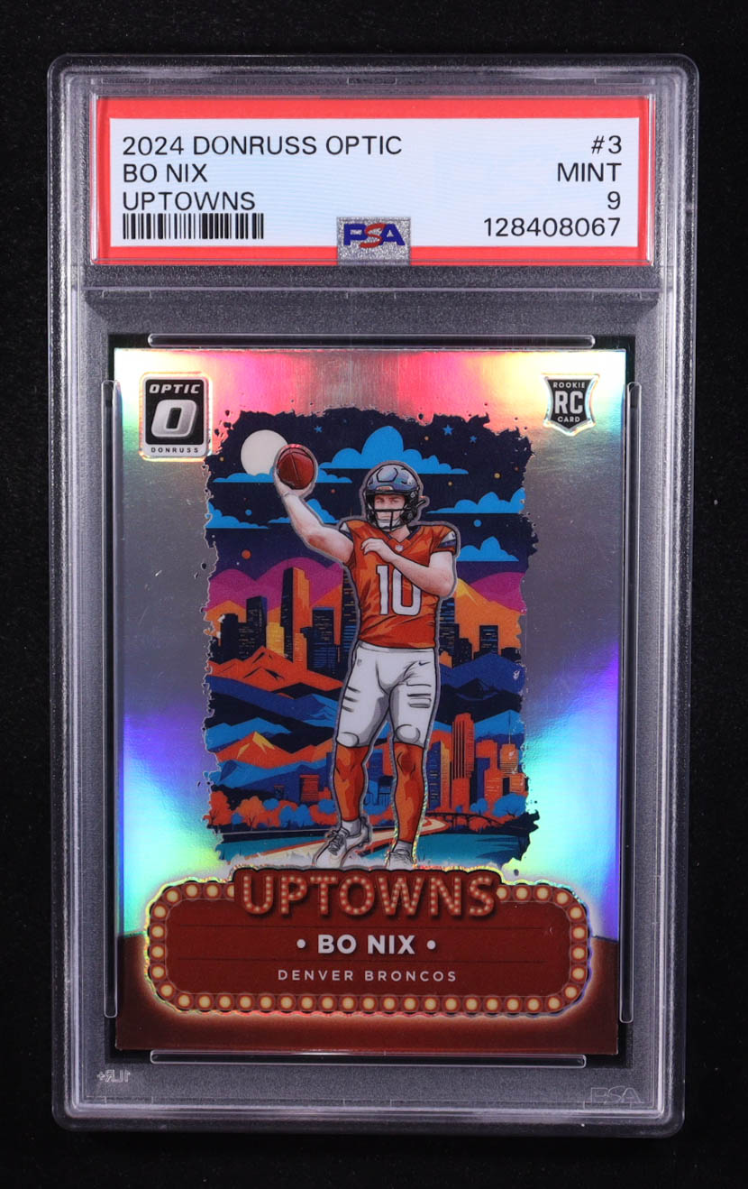 Bo Nix 2024 Donruss Optic Uptowns #3 RC (PSA 9) at PristineAuction.com Bo Nix 2024 Donruss Optic Uptowns #3 RC (PSA 9) at PristineAuction.com