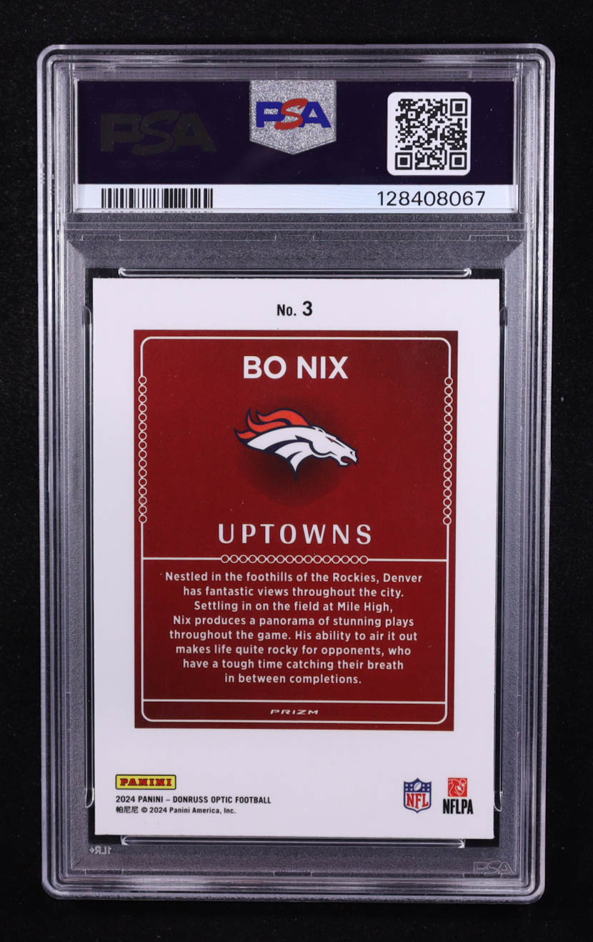 Bo Nix 2024 Donruss Optic Uptowns #3 RC (PSA 9) at PristineAuction.com Bo Nix 2024 Donruss Optic Uptowns #3 RC (PSA 9) at PristineAuction.com