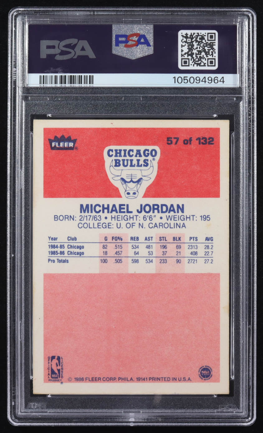 Michael Jordan 1986-87 Fleer #57 RC (PSA 3) at PristineAuction.com Michael Jordan 1986-87 Fleer #57 RC (PSA 3) at PristineAuction.com