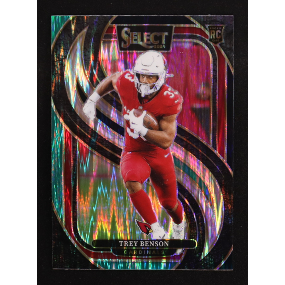 Trey Benson 2024 Select Prizm Black and Green Shock #198 RC at PristineAuction.com