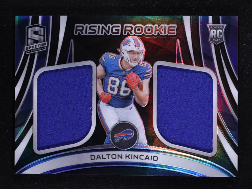 Dalton Kincaid 2023 Panini Spectra Rising Rookie Materials #27 #73/99 RC at PristineAuction.com Dalton Kincaid 2023 Panini Spectra Rising Rookie Materials #27 #73/99 RC at PristineAuction.com